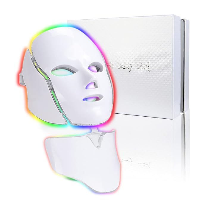 Led Face Mask Light Therapy - 7 Color Photon Blue & Red Light Maintenance Skin Rejuvenation Facia... | Amazon (US)