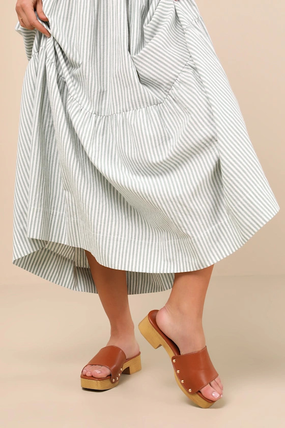 Paley Cognac Platform Slide Sandals | Lulus