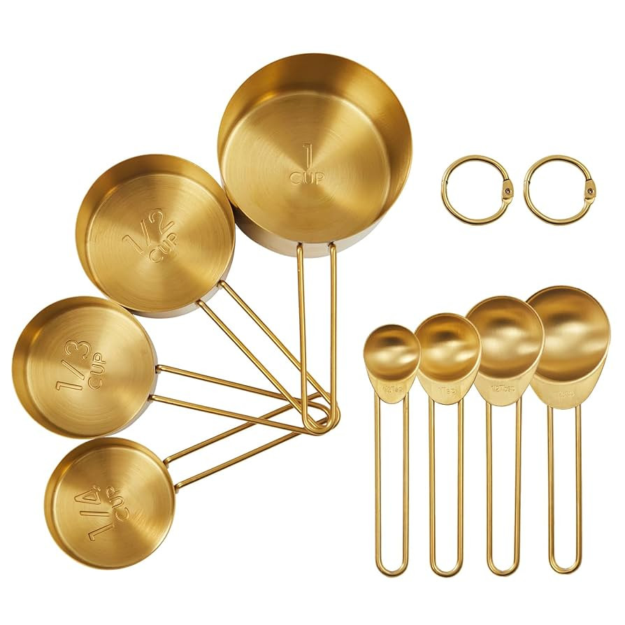 Golden 304 Stainless Steel Measuring Cups and Spoons Set,8PCS Stackable & Long Handle Fits Narrow... | Amazon (US)