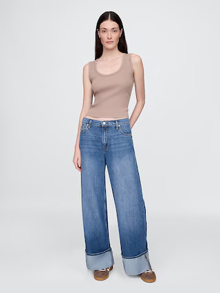 Mid Rise UltraSoft Cuffed Baggy Jeans | Gap (US)