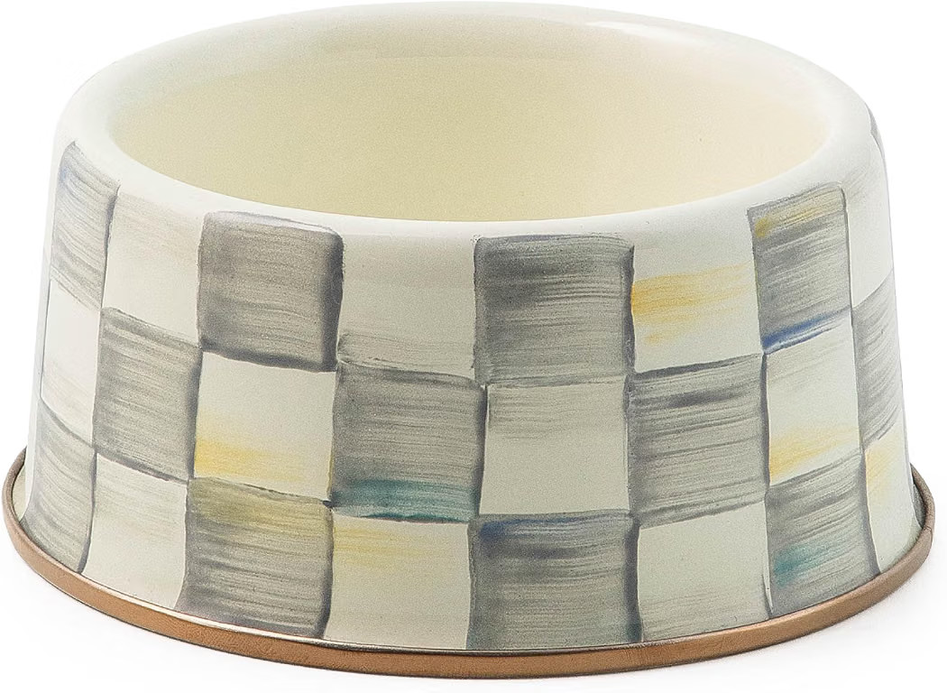 MACKENZIE-CHILDS Enamel Pet Dish, Medium, Gray-and-White Sterling Check | Amazon (US)