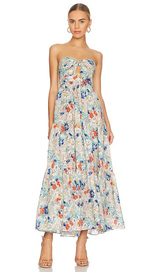 Clover Tie Front Midi Dress in Topaz Peony Floral | Revolve Clothing (Global)
