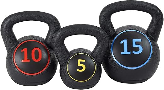 BalanceFrom Wide Grip 3-Piece Kettlebell Exercise Fitness Weight Set, Include 5 lbs, 10 lbs, 15 l... | Amazon (US)