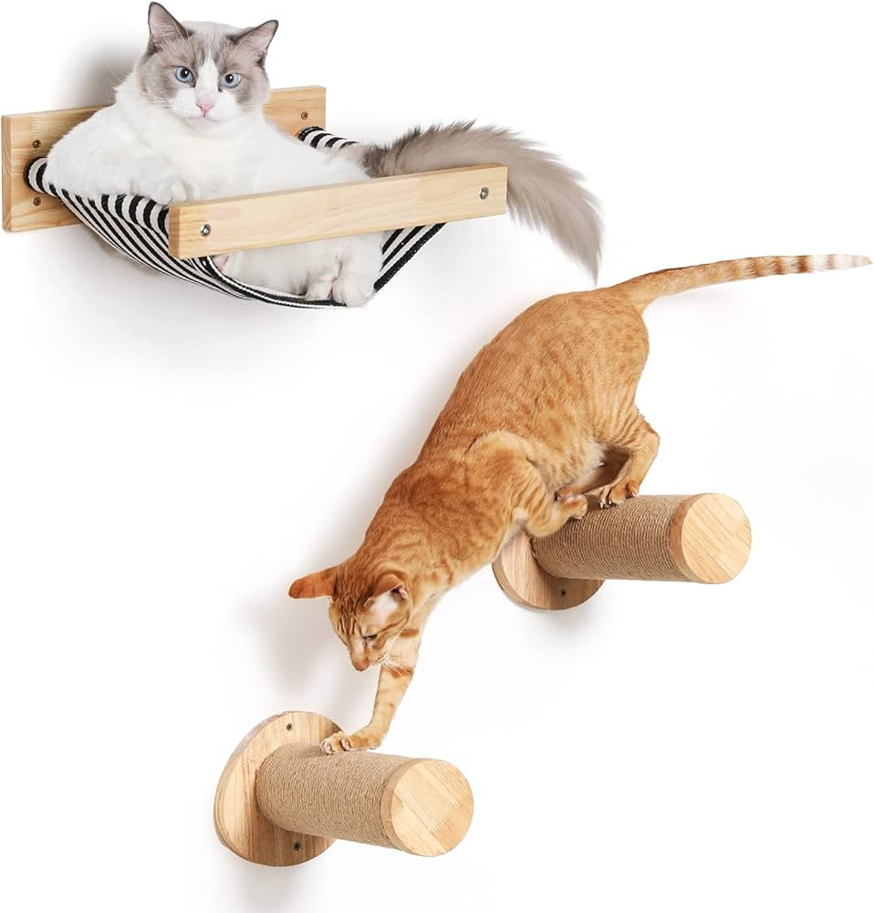 FUKUMARU Wall Set, Including Cat Climbing Step, Hammock, Floating Shelf, Wall Mounted, for Sleepi... | Amazon (US)