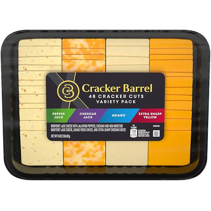 Cracker Barrel Cracker Cuts Pepper Jack, Cheddar Jack, Asiago & Extra Sharp Cheddar Cheese Slice ... | Amazon (US)
