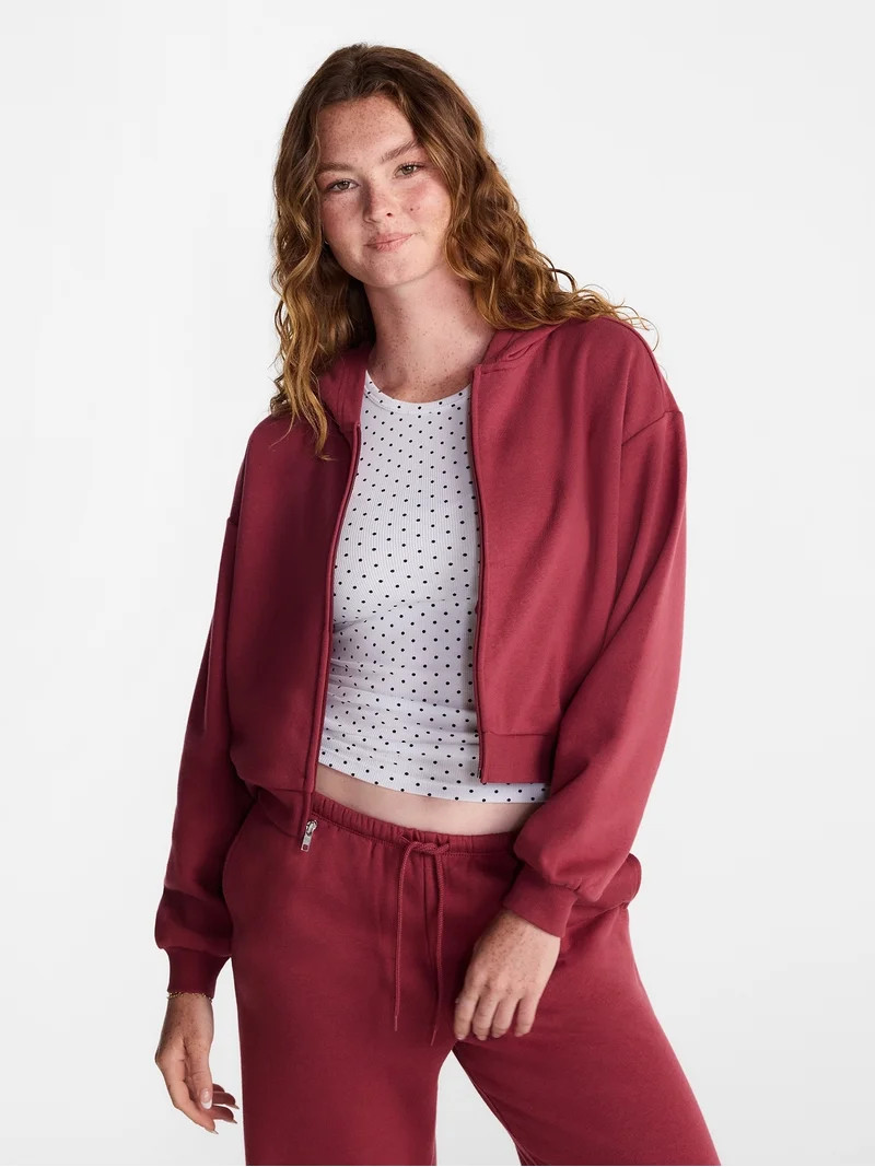 No Boundaries Boxy Zip Up Hoodie, Women's XXS-XXL | Walmart (US)