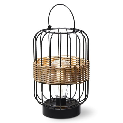 Solar Lantern Outdoor Waterproof, Rattan Solar Lanterns Outdoor with Handle, Rattan Lanterns Garden Patio Yard Decoration | Amazon (US)