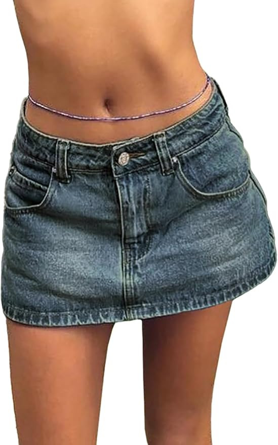 EMMIOL Jean Skirts for Women Sexy Mid Waist Sexy Mini Dress 2025 Trendy Y2k Clothes Denim Skirt | Amazon (US)