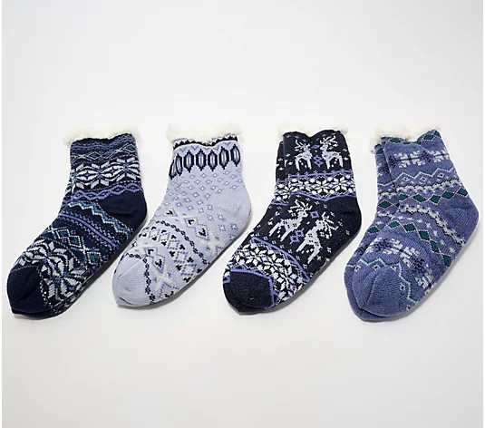 Make Your Selection: MUK LUKS Set of 4 Pair Shea Butter Infused Cabin Socks | QVC
