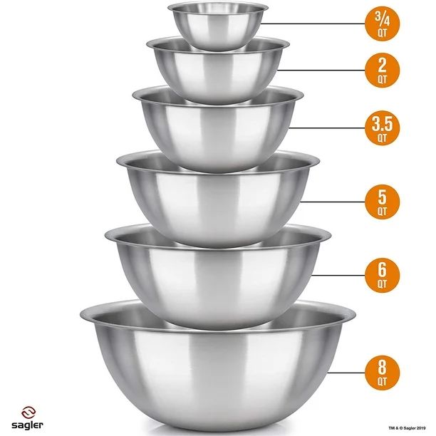 Set of 6 stainless Steel Mixing Bowls | Walmart (US)