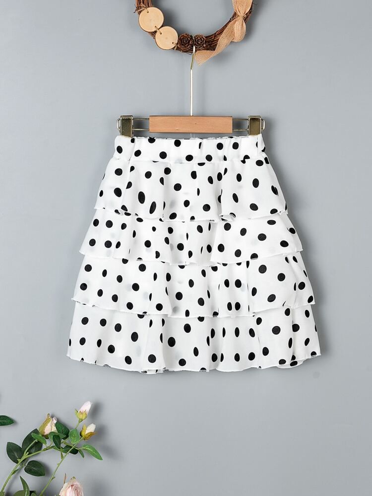 Toddler Girls Polka Dot Layered Skirt | SHEIN
