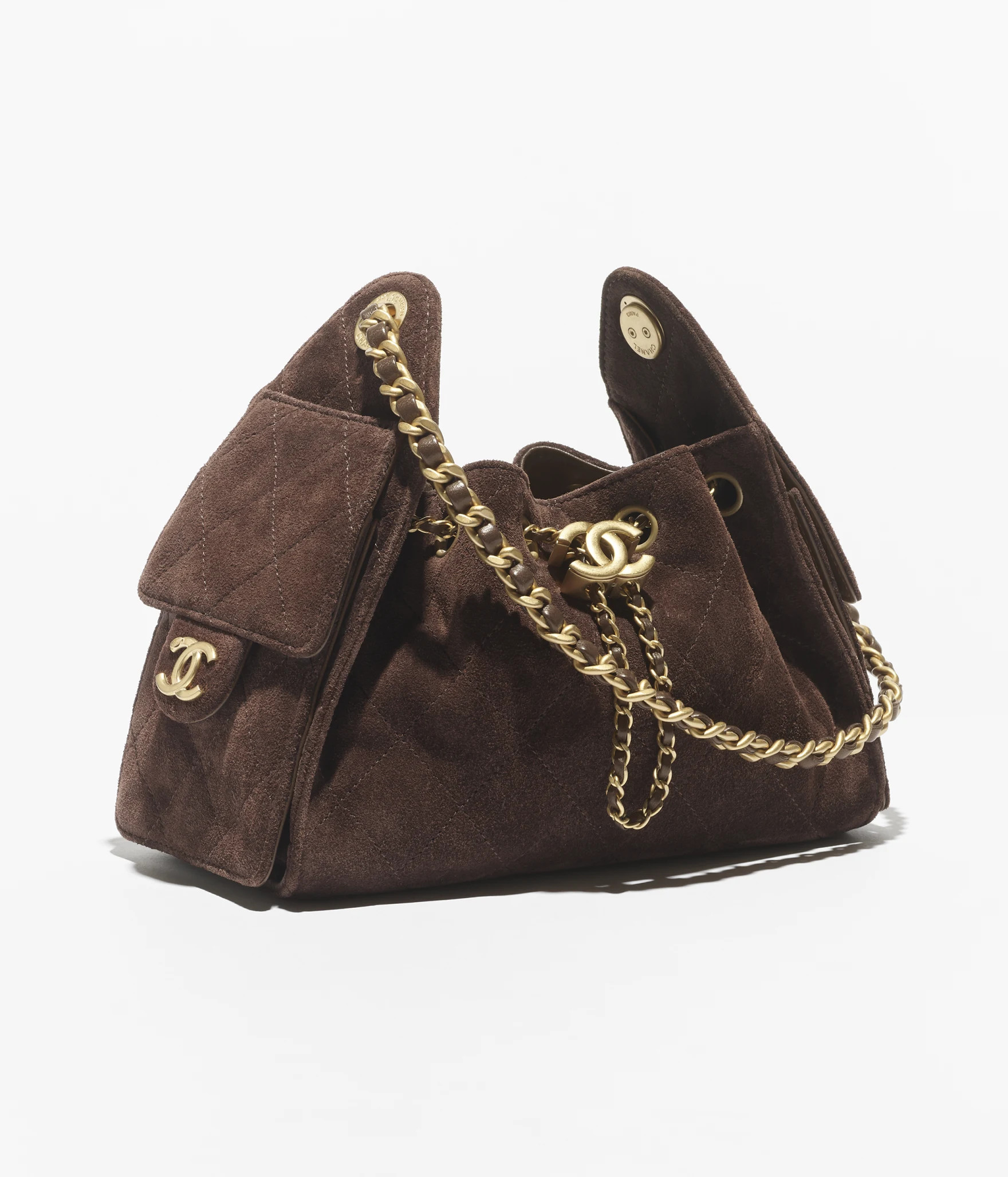 Chanel 25 mini handbag, Suede calfskin &amp; gold-tone metal, dark brown — Fashion | CHANEL | Chanel, Inc. (US)