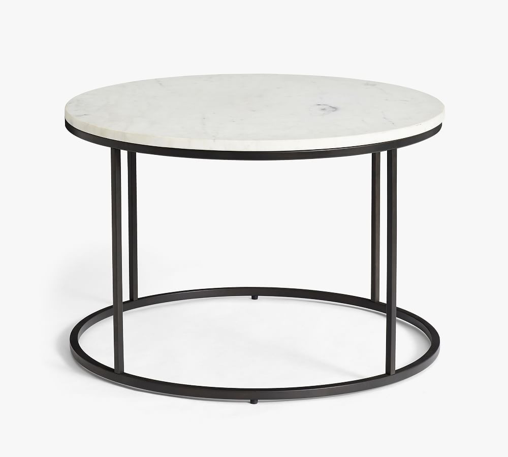 Delaney 25&amp;quot; Round Marble Coffee Table, Bronze | Pottery Barn (US)