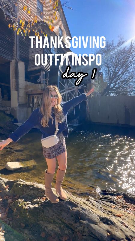 Thanksgiving outfit inspo skirt and tall boots knee high boots brown 
Scablwkjit crew neck  sweater 
Krewe sunglasses st Louis mirrors 
Lululemon belt bag Sherpa dupe amazon find 
Fall outfit Idea 
Dressy thanksgiving out style 

#LTKSeasonal #LTKsalealert #LTKunder50