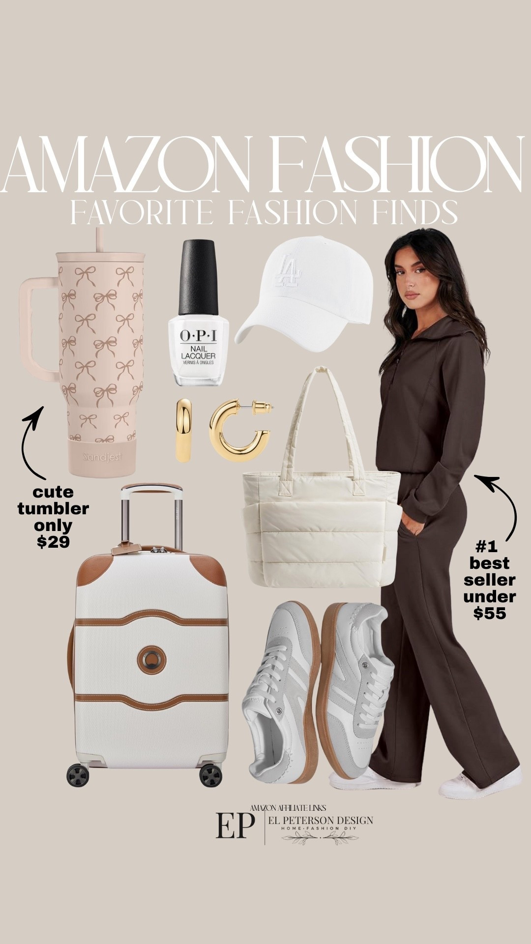 Amazon Fashion
2 pc outfit
Luggage
Tote bag
Tumbler
Cap
Nail polish
Sneakers 