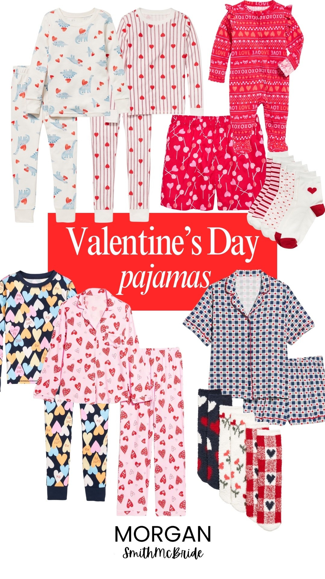 Valentine's Day pajamas for the family. 