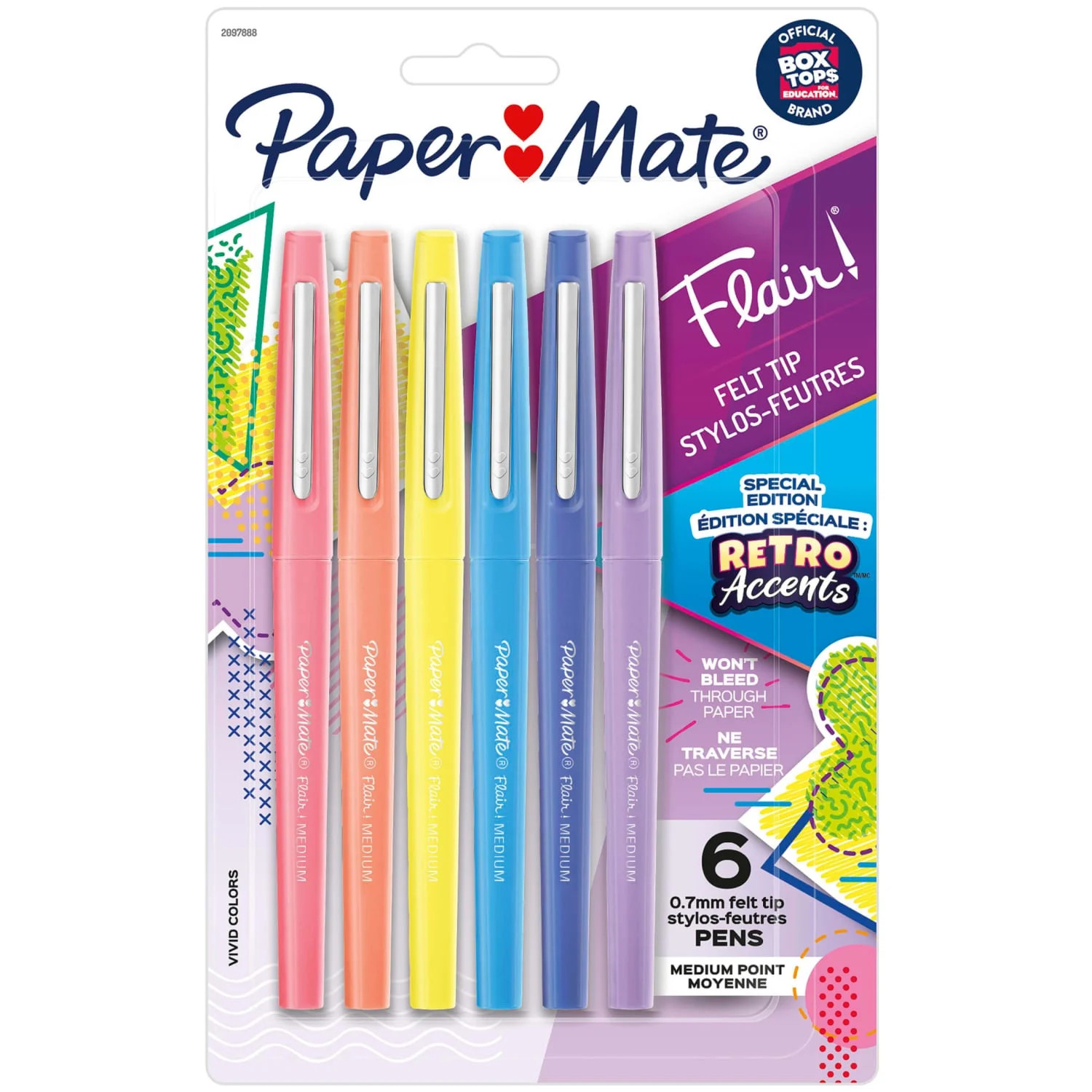 Paper Mate Flair Felt Tip Pens, #1 Teacher Choice, Medium Point (0.7mm), Special Edition Retro Ac... | Walmart (US)