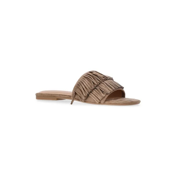 Time and Tru Women's Fringe Slide Sandals | Walmart (US)