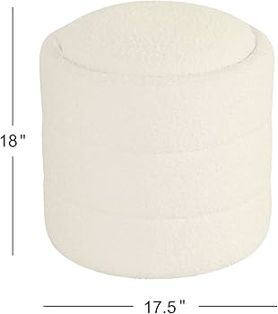 HomePop Storage Round Ottoman|Homepop Home Décor|Upholstered Round Velvet Foot Rest Ottoman - Cr... | Amazon (CA)