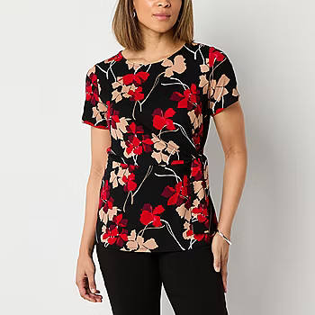new!Liz Claiborne Womens Round Neck Short Sleeve Blouse | JCPenney
