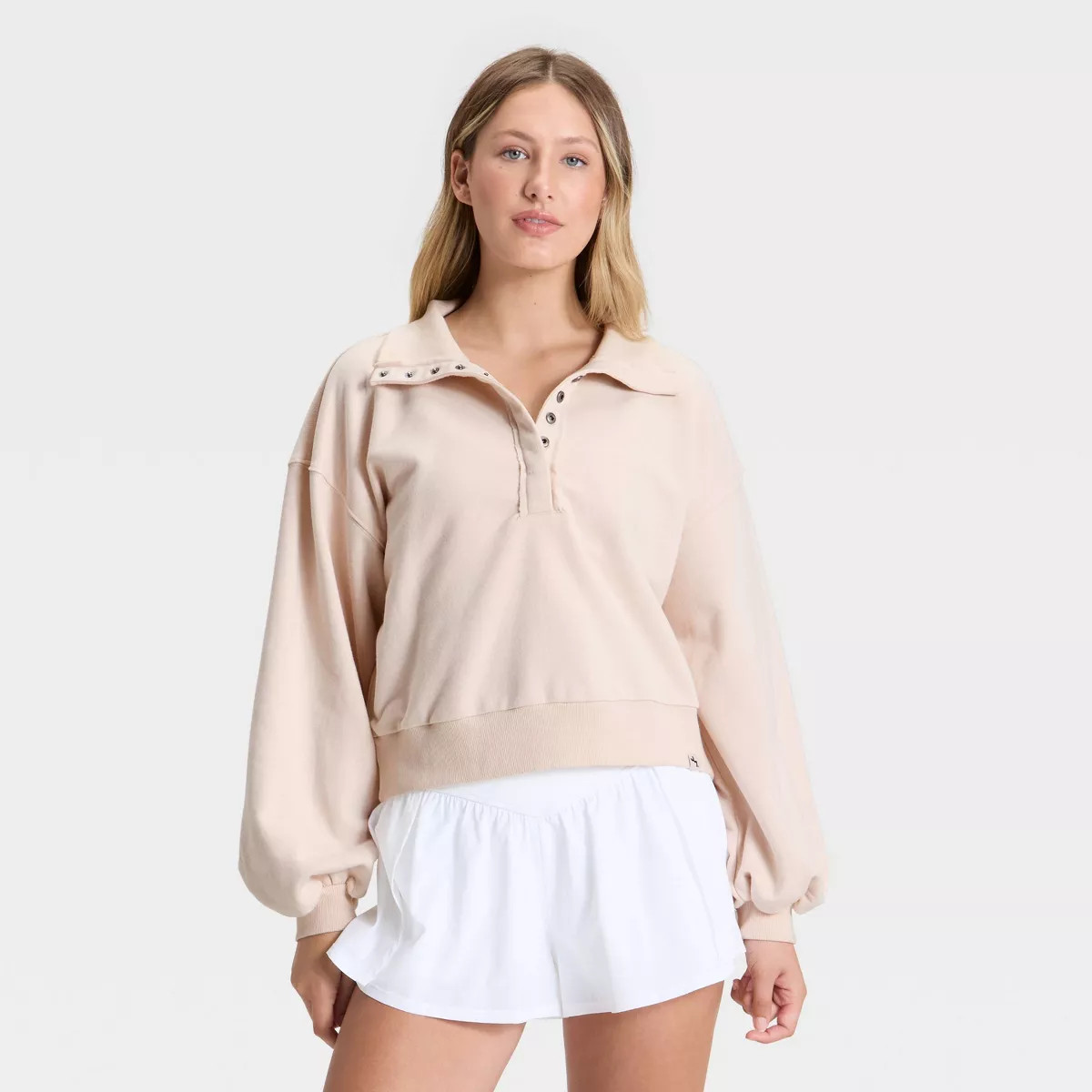 Women's Henley French Terry Sweatshirt - JoyLab™ | Target