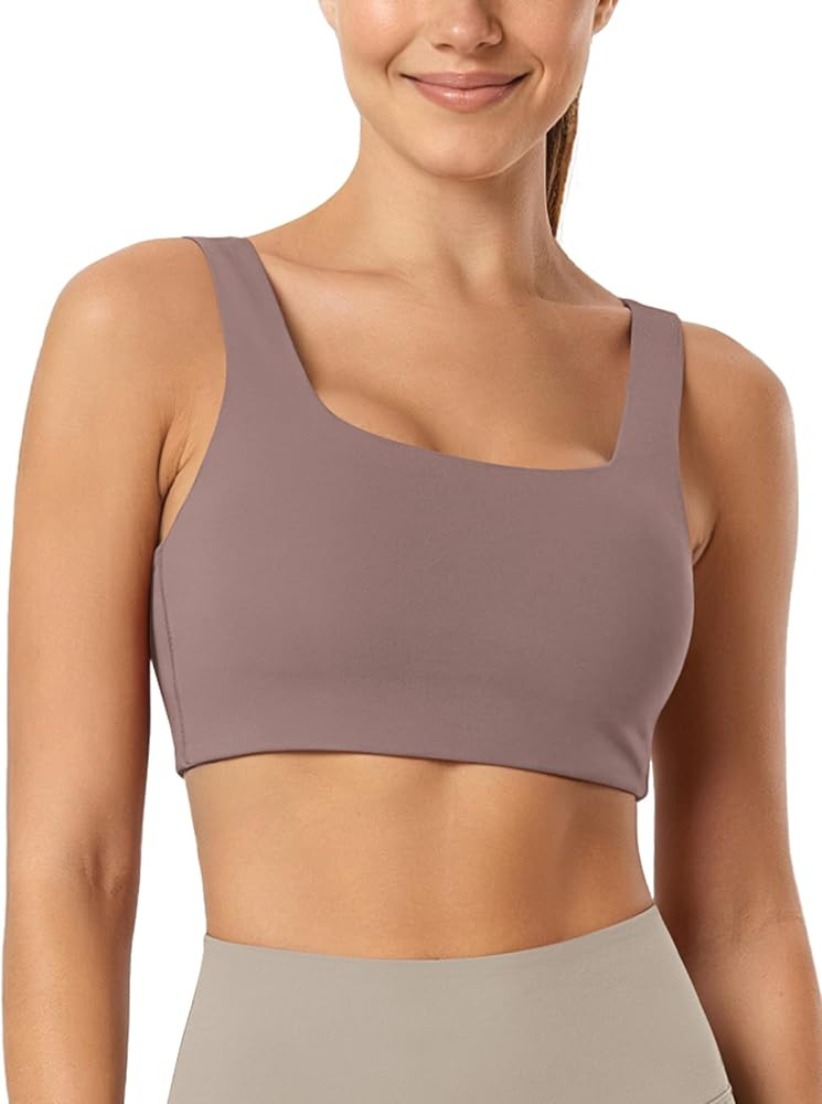 ODODOS Square Neck Sports Bra for Women Wirefree Non Padded Yoga Tank Workout Crop Tops | Amazon (US)