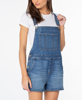 Celebrity Pink Women's Square Neck Denim Shortalls - Macy's | Macy's