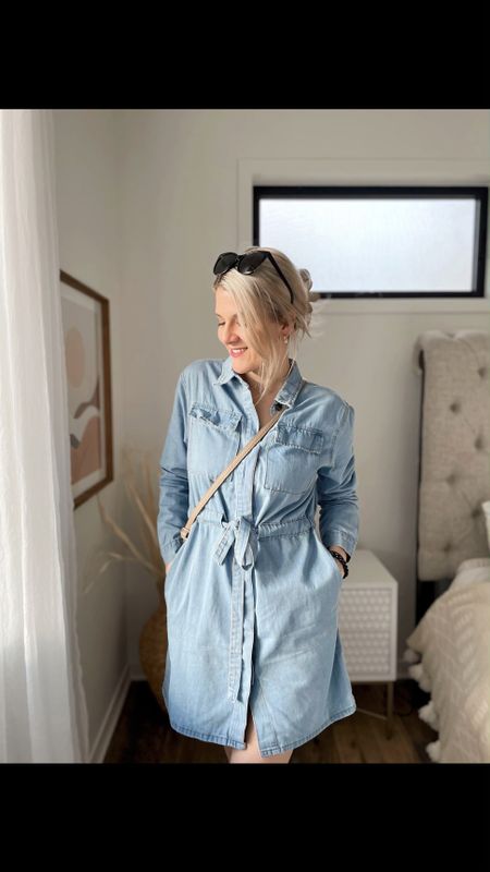 What a beautiful casual style denim dress! The belt helps accentuate the waist and addition of pockets make it super fun for spring styling. I would absolutely pair this dress with cute flats as well as fashion sneakers depending on the occasion. When the weather is a bit cooler, I would style this with leggings and tall boots. 



#LTKworkwear #LTKstyletip #LTKover40
