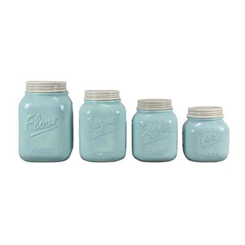 Ceramic Farmhouse Mason Jar Canister Set (Set of 4) | Bed Bath & Beyond