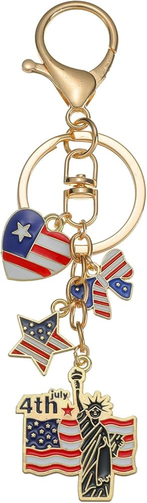 Semneroy 4th of July Independence Day Statue of Liberty American Flag Keychains for Women Men Car Key Ring Bag Purse Accessories at Amazon Women\u2019s Clothing store | Amazon (US)