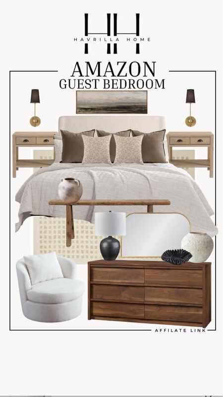 Amazon guest bedroom, guest bedroom design, Amazon bedroom, boucle bed, king bed, brown dresser, boucle accent chair, bed bench, bench for bedroom, guest bedroom, master bedroom, nightstands, wooden dresser, sconces, neutral decor. Follow @havrillahome on Instagram and Pinterest for more home decor inspiration, diy and affordable finds home decor, living room, bedroom, affordable, walmart, Target new arrivals, winter decor, spring decor, fall finds, studio mcgee x target, hearth and hand, magnolia, holiday decor, dining room decor, living room decor, affordable home decor, amazon, target, weekend deals, sale, on sale, pottery barn, kirklands, faux florals, rugs, furniture, couches, nightstands, end tables, lamps, art, wall art, etsy, pillows, blankets, bedding, throw pillows, look for less, floor mirror, kids decor, kids rooms, nursery decor, bar stools, counter stools, vase, pottery, budget, budget friendly, coffee table, dining chairs, cane, rattan, wood, white wash, amazon home, arch, bass hardware, vintage, new arrivals, back in stock, washable rug, fall decor Follow my shop @havrillahome on the @shop.LTK app to shop this post and get my exclusive app-only content!

Follow my shop @havrillahome on the @shop.LTK app to shop this post and get my exclusive app-only content!

#liketkit #LTKstyletip #LTKhome
@shop.ltk
https://liketk.it/4zv8n

#LTKhome #LTKsalealert #LTKstyletip

Follow my shop @havrillahome on the @shop.LTK app to shop this post and get my exclusive app-only content!

#liketkit 
@shop.ltk
https://liketk.it/4BSIS

#LTKFindsUnder50 #LTKStyleTip #LTKHome