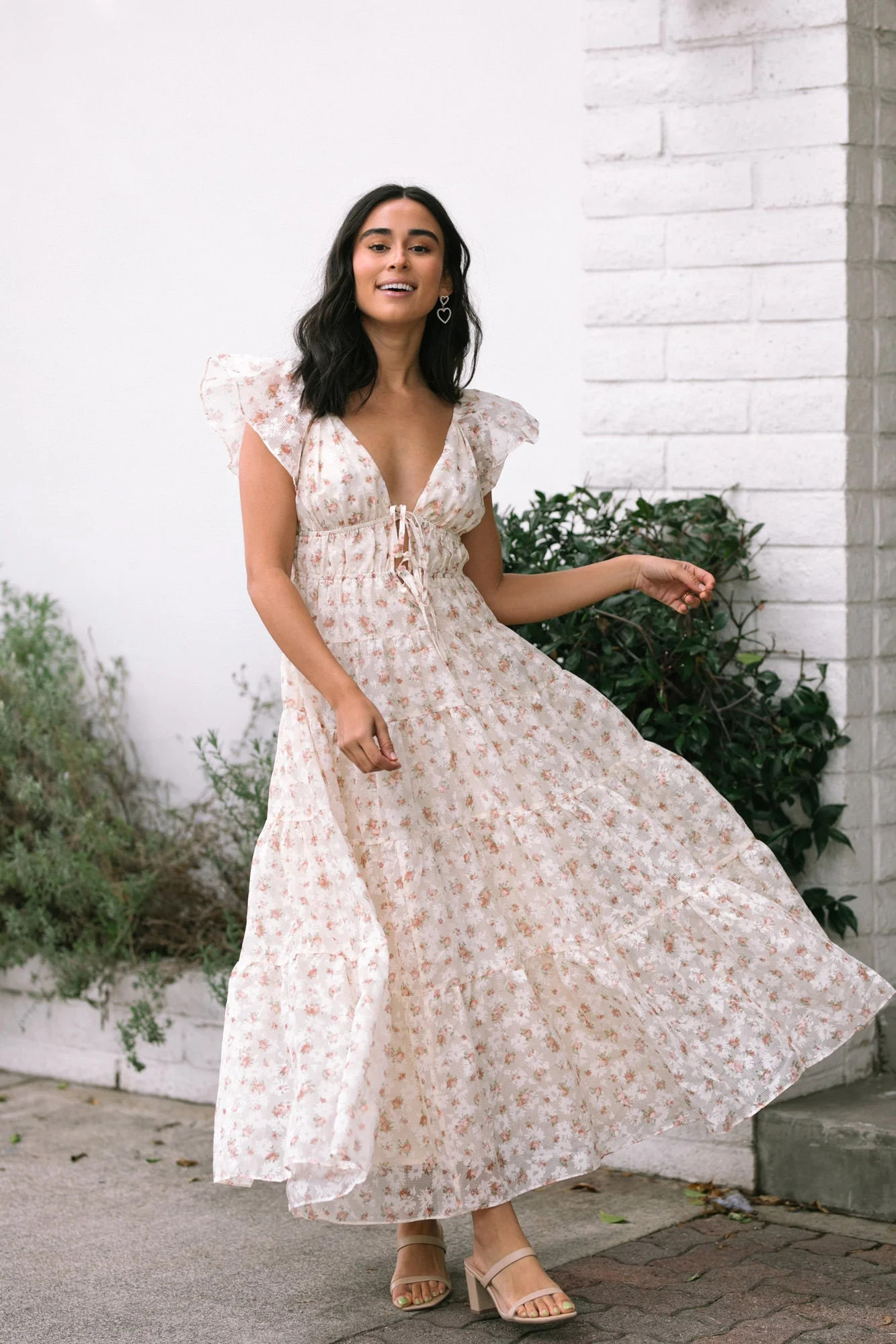 Janet Plunge Tiered Dress | Morning Lavender