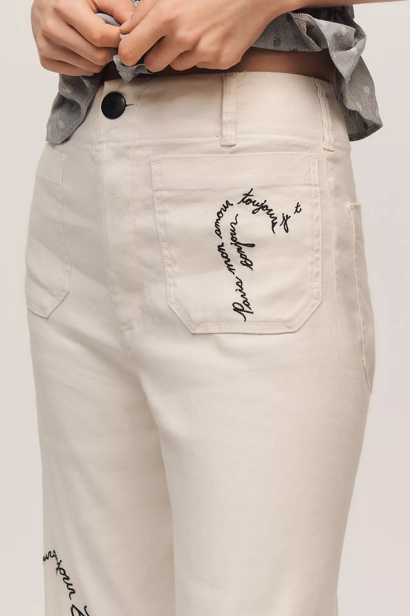 The Colette Linen Blend Crop Love Notes Pants by Maeve | Anthropologie (US)