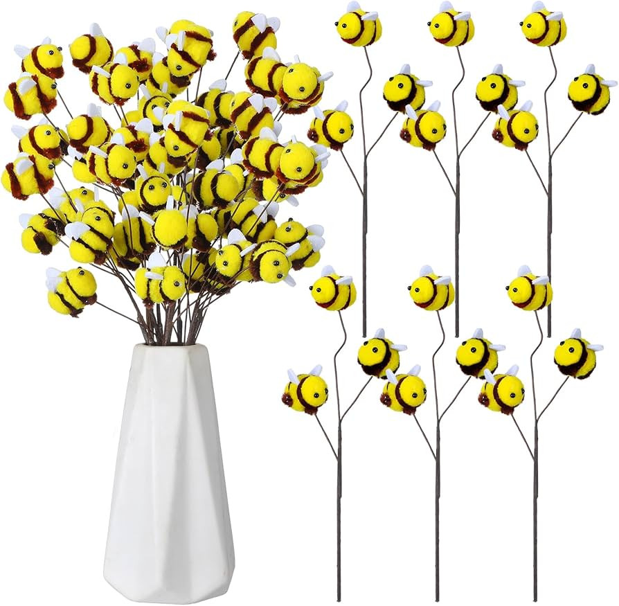 Suncalla 12 Pcs Felt Bee Stems What Will Baby Bees Birthday Party Decor DIY Felt Honeybee Branch ... | Amazon (US)