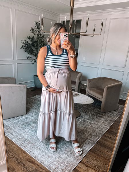 Summer bumpfriendly outfit idea! This striped tank from Target is perfect for summer outfits and I love the Amazon maxi skirt with the bump. 

Currently 33 weeks pregnant wearing a medium 



#LTKFindsUnder50 #LTKBump #LTKStyleTip