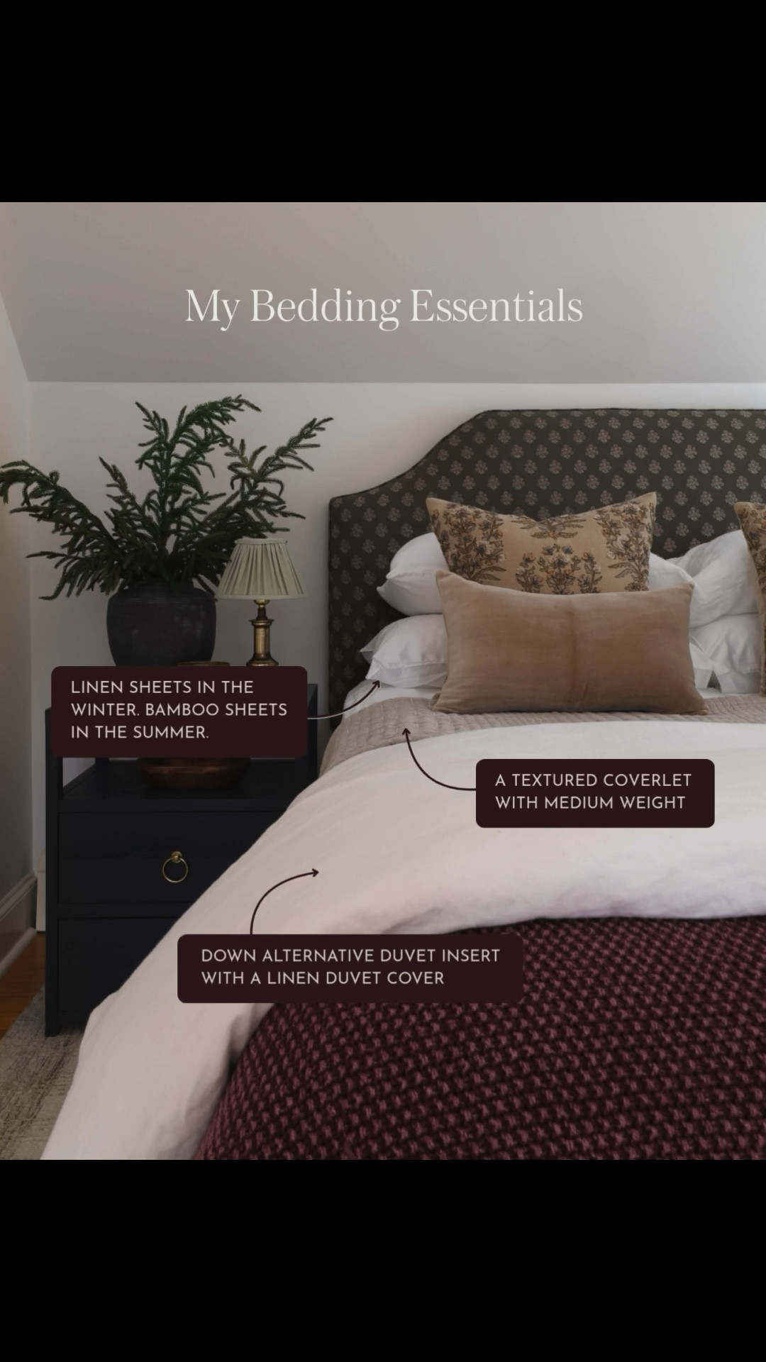 My Bedding Essentials:

1. Linen sheets in the winter. Bamboo sheets in the summer. White sheets are coziest and you cannot convince me otherwise.

2. A textured coverlet with a medium weight. @onequince has the best ones!

3. All-season duvet insert in the winter, lightweight insert in the
summer. Linen duvet cover, always and forever.

I linked all my favorite bedding essentials in my LTK shop! #quincepartner @shop.ltk #liketkit