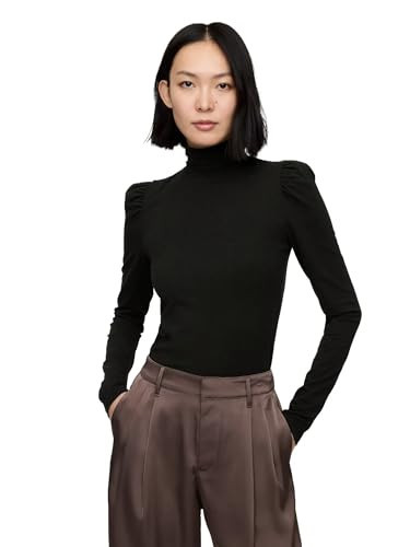 GAP Womens Long Sleeve Puffed Shoulder Turtleneck True Black V2 L | Amazon (US)