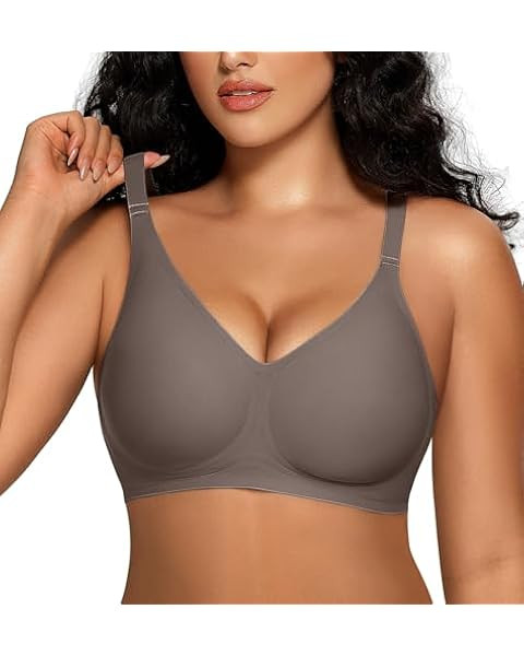 OEAK Womens Comfortable Bras Wireless V Neck Bra Full Coverage Bralettes Seamless Tshirts Bras Pu... | Amazon (US)