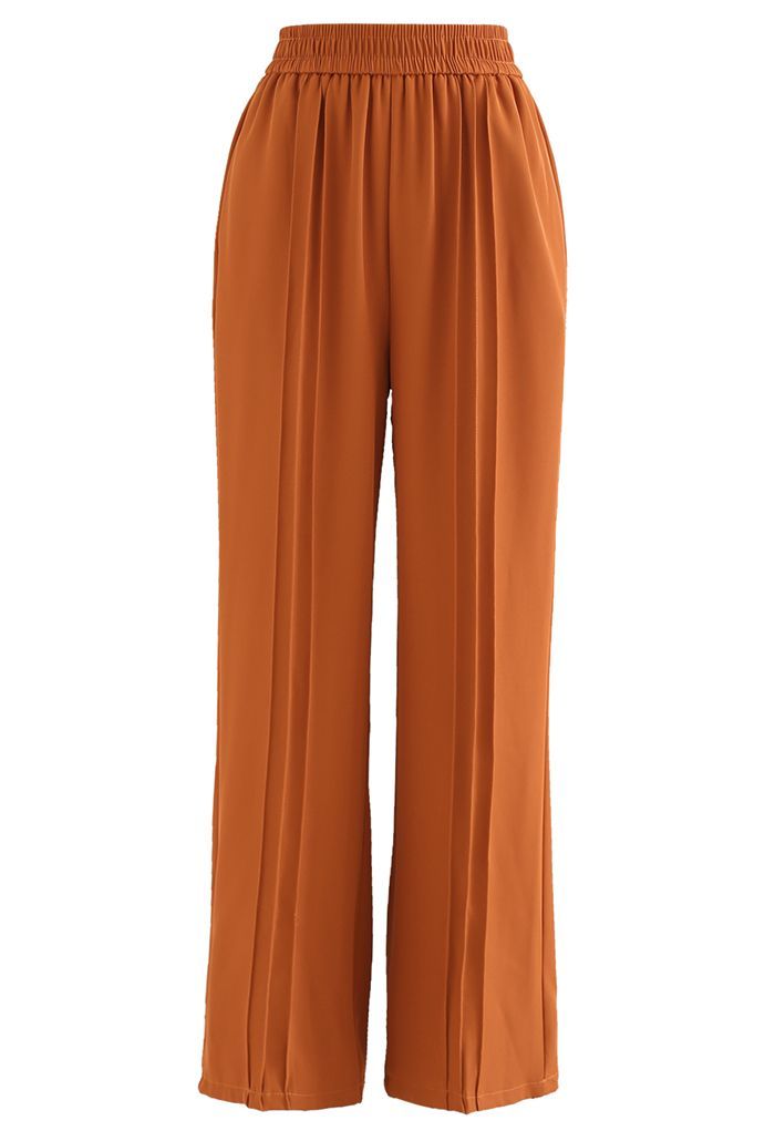 Triple Seams Straight Leg Pockets Pants in Orange | Chicwish