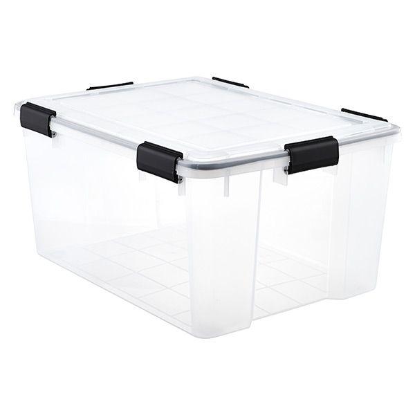 Case of 6 30 qt. Weathertight Tote Clear | The Container Store