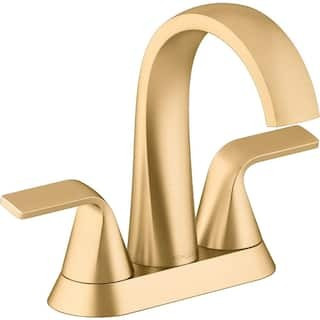 Cursiva 4 in. Centerset Double Handle Bathroom Faucet in Vibrant Brushed Moderne Brass | The Home Depot