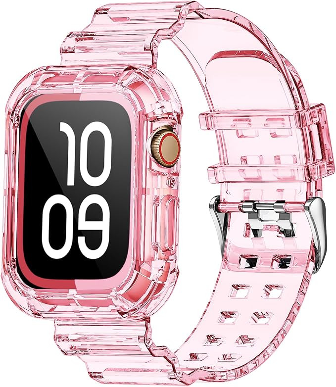 Clear Watch Band for Apple Watch 42mm 44mm 45mm 46mm Jelly Crystal Bumper Case Band for Women Men... | Amazon (US)