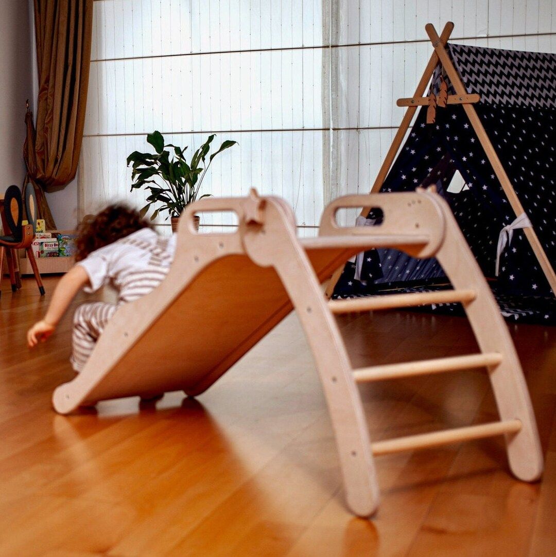 Indoor Wooden Toddler Slide - Etsy | Etsy (US)