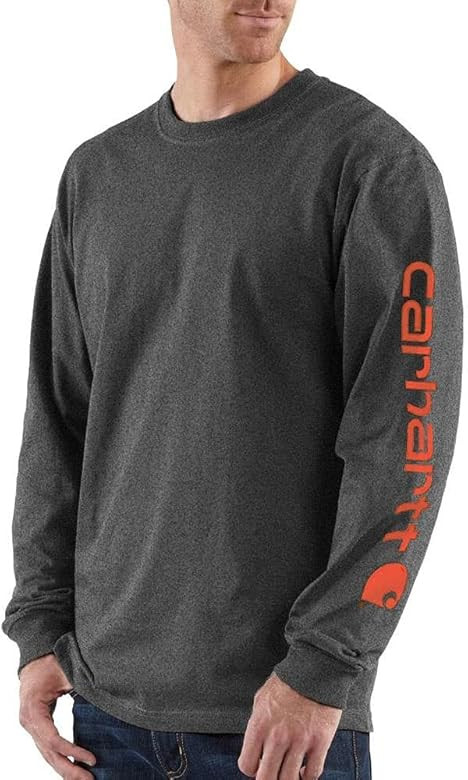 Carhartt Men's Loose Fit Heavyweight Long-Sleeve Logo Sleeve Graphic T-Shirt | Amazon (US)