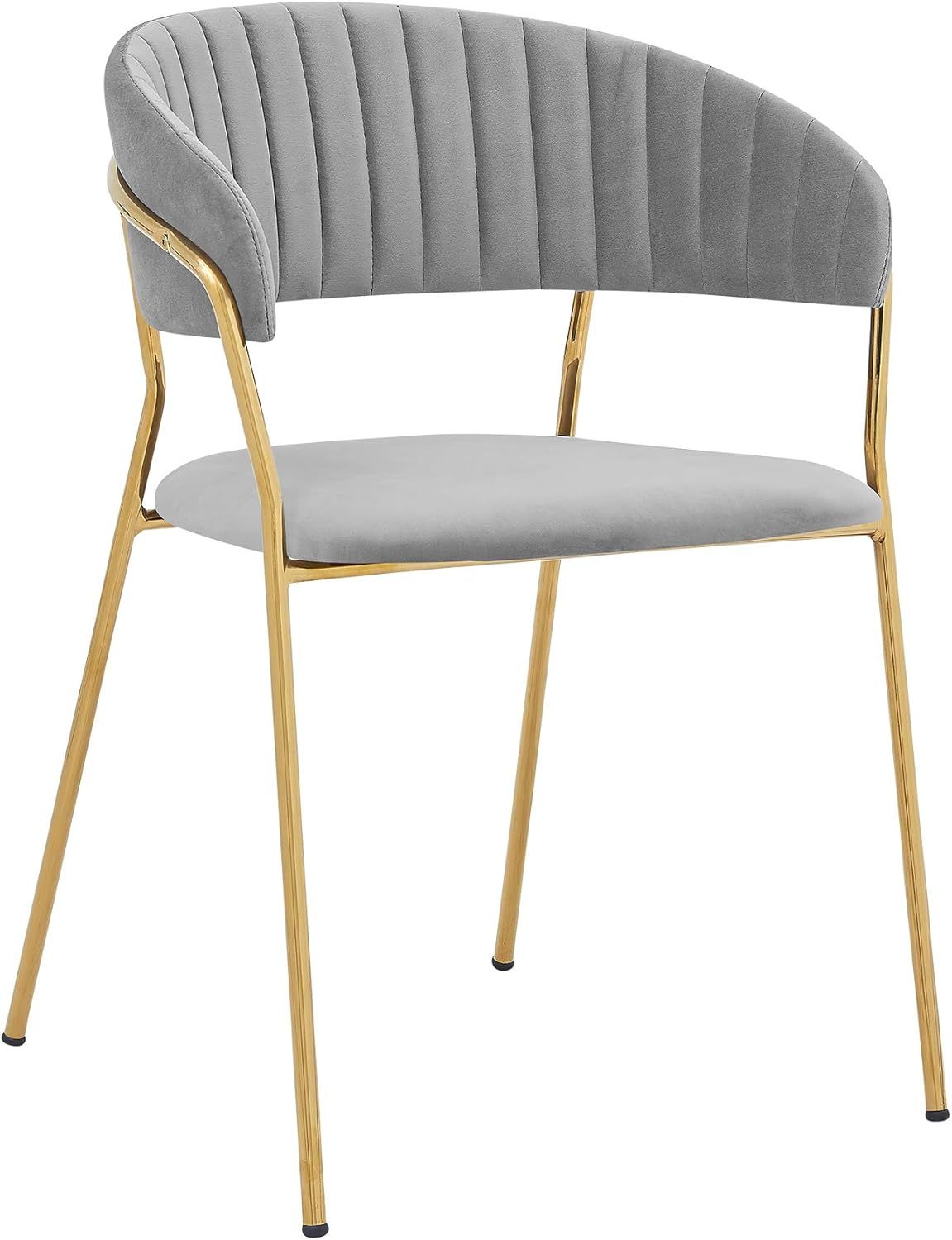 Armen Living Nara Modern Velvet and Gold Metal Leg Dining Room Chairs-Set of 2, Gray | Amazon (US)