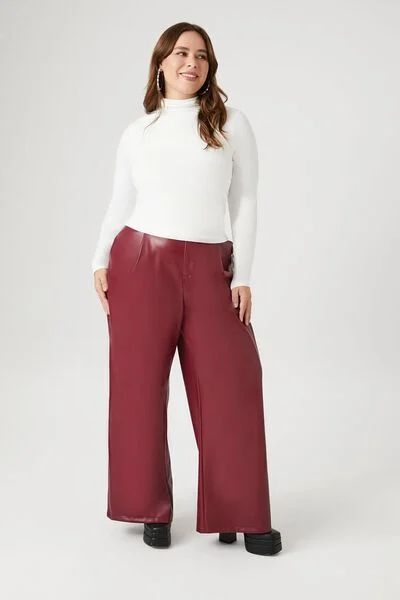 Plus Size Faux Leather Trouser Pants | Forever 21 | Forever 21 (US)