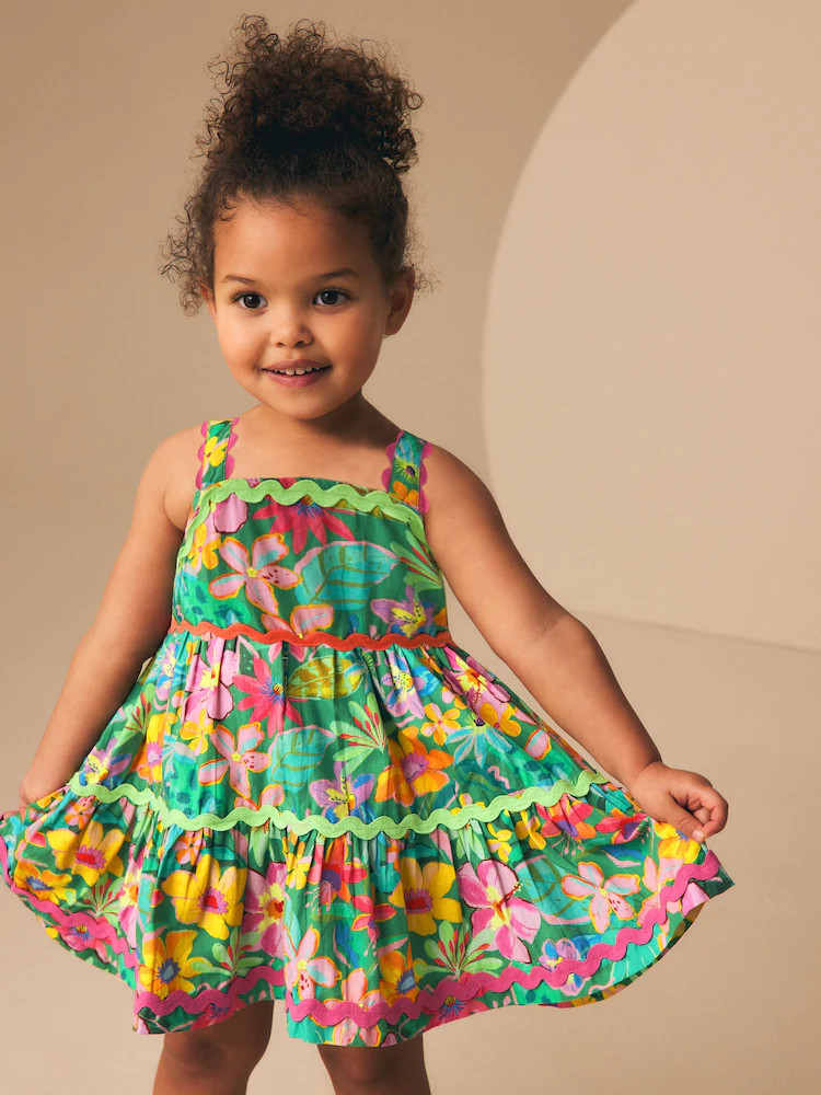 Green Tropical Ric Rac Summer Dress (3mths-8yrs) | Next US