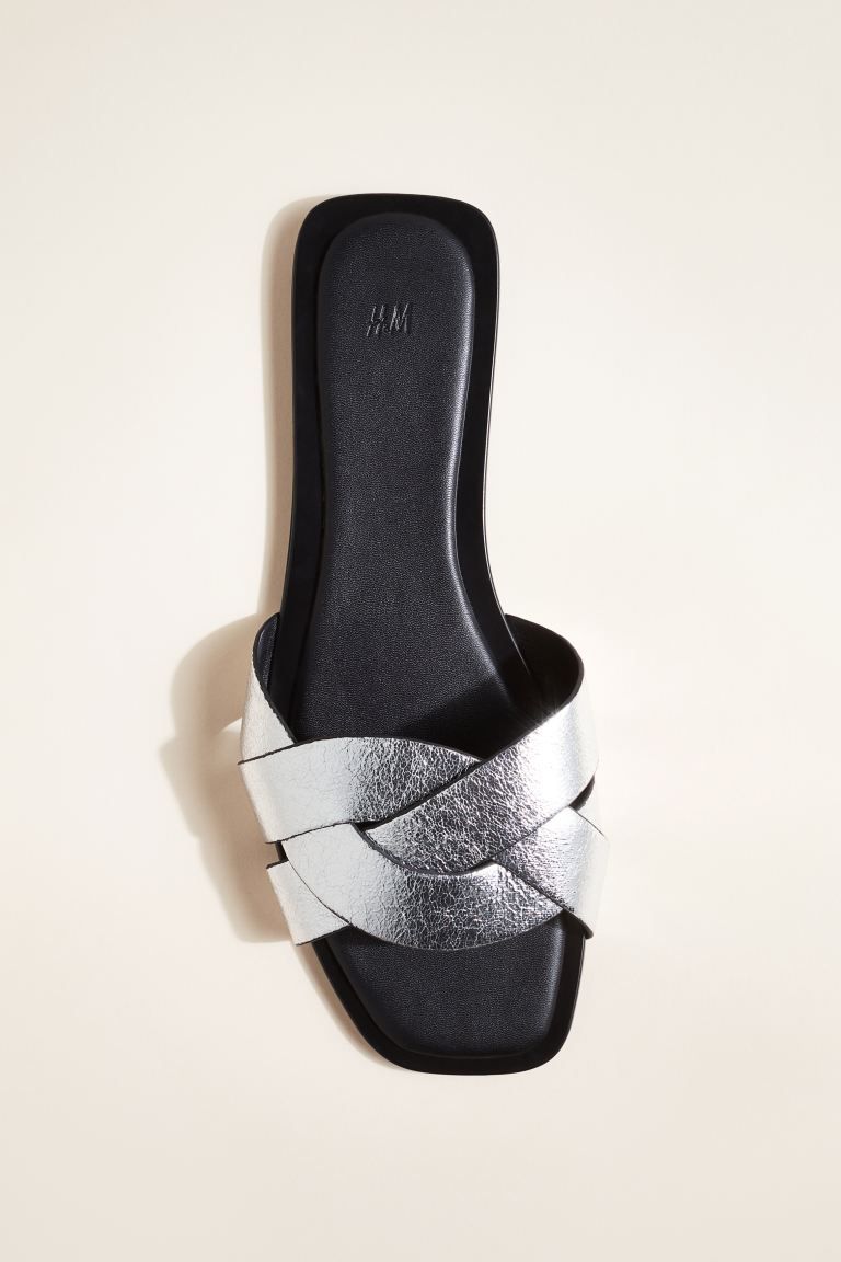 Braided sandals - Silver-coloured - Ladies | H&M GB | H&M (UK, MY, IN, SG, PH, TW, HK)