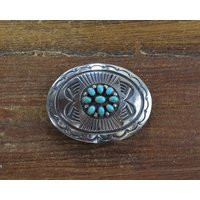Vintage Southwestern Sterling Silver Overlay Turquoise Belt Buckle | Etsy (US)