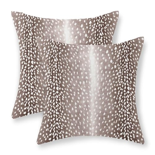GOLIANDA Antelope Pillow Covers 18x18 Inch Set of 2 Animal Print Pillow Cases Brown Throw Pillows Boho Modern Decorative Pillows Outdoor Farmhouse Soft Cotton Cushion Covers Decor for Home Sofa Decor | Amazon (US)